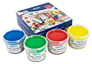 Stylex 28950 - Fingerfarben, Fingermalfarben für Kinder, 4 x 100 ml in grün, gelb, blau und rot, rüc
