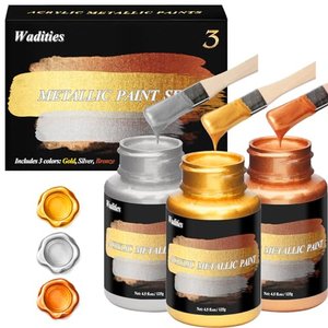 Wadities Acrylfarbe Metallic, 375g Gold & Silber & Bronze