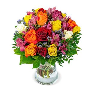 Blumenstrauß Farbtraum mit Vase