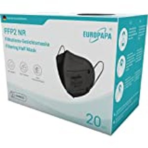 EUROPAPA® 20x FFP2 Schwarz Maske 5-Lagen Mundschutzmaske CE
