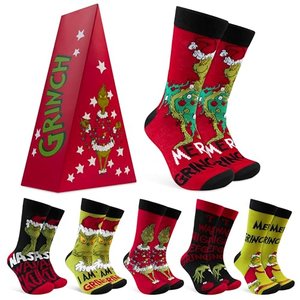 The Grinch Socken Herren Teenager, Lustige Socken in Wadenlänge, Multipack, Weich & Atmungsaktiv, Or