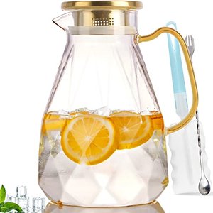 Yirilan – 2.2 Liter Glaskaraffe mit Deckel und Gold-Details