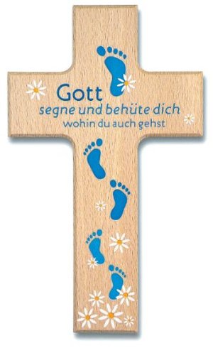 Kinderkreuz Holzkreuz "Gott segne und behüte dich" zur Taufe