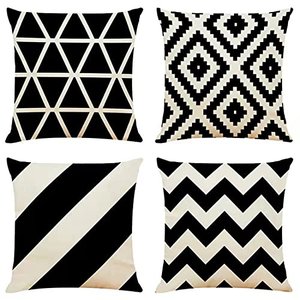 OYIMUA 4er Set Dekorativen Zierkissenbezüge Schwarz 40 x 40 cm