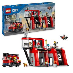 Lego City Feuerwehrstation mit Drehleiterfahrzeug