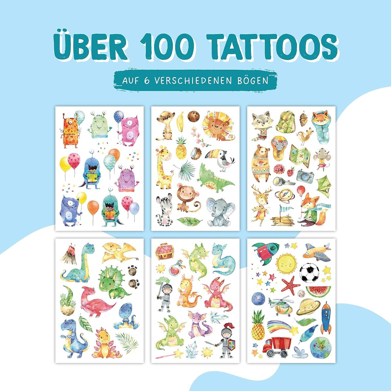 Papierdrachen 100 hautfreundliche Kindertattoos