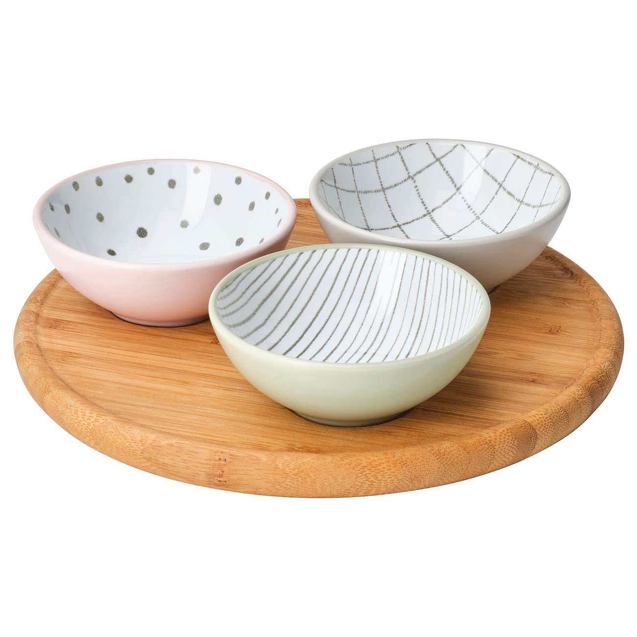 TRÅDTICKA – Tablett + 3 Schalen