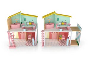Playtive Holz Fashion Doll Puppenhaus, 8-teilig