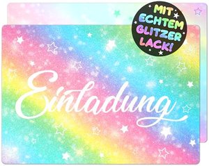 12x Glitzer Einladungskarten