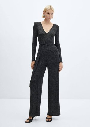 Lurex-Jumpsuit mit Gürtel