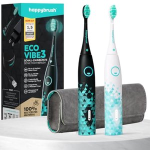 happybrush Schallzahnbürste Doppelpack inkl. Reiseetui | Eco VIBE 3