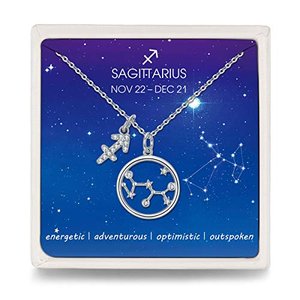 Qings Schütze Halskette 925 Silber Damen Sternzeichen Zodiac Kette Zirkonia Konstellation Anhänger, 