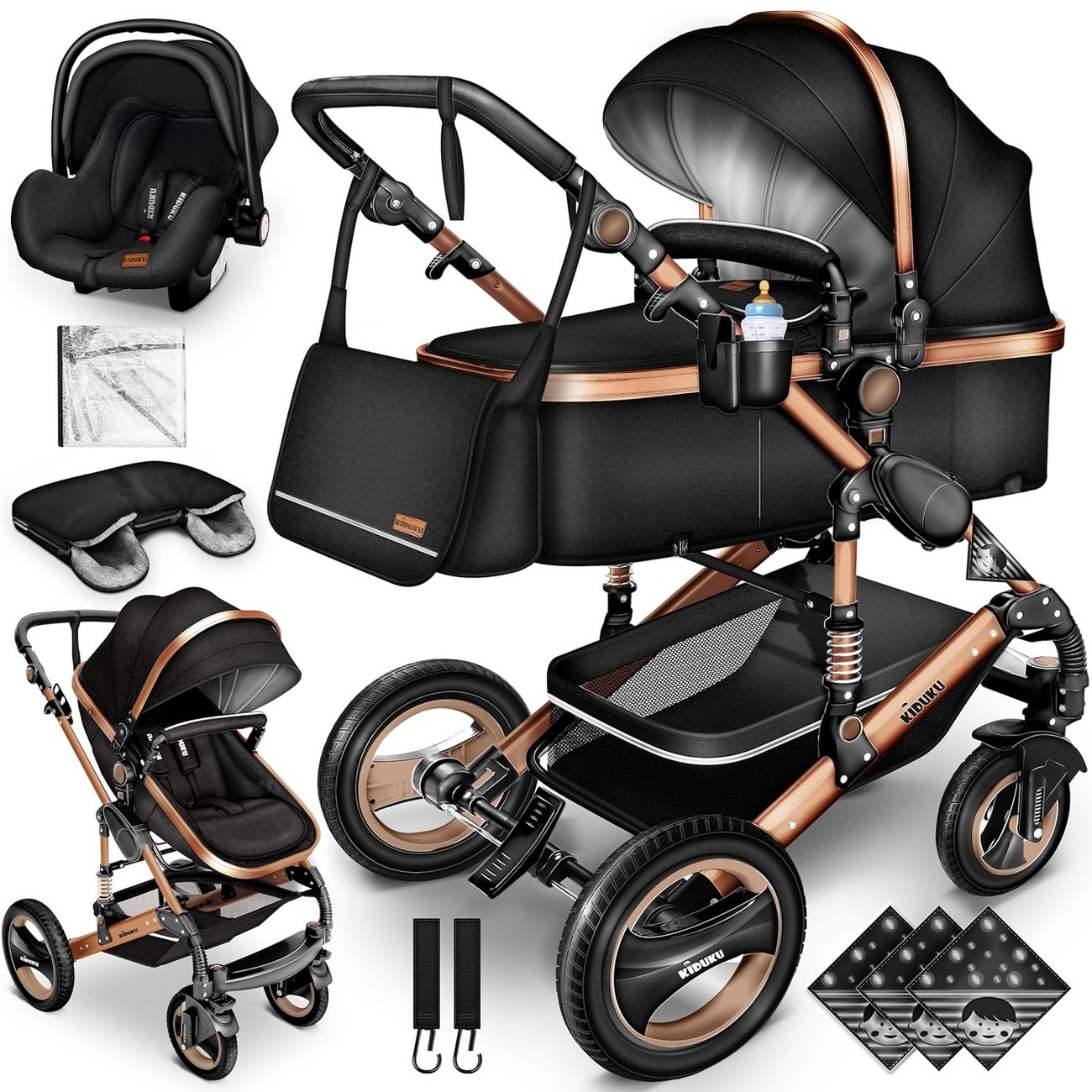 KIDUKU 3 in 1 Kinderwagen XXL Komplettset