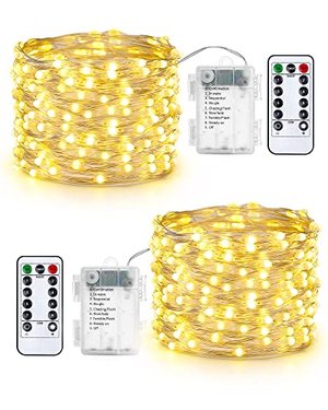 Qedertek Lichterkette Außen Batterie - 2 Stück 100 LED