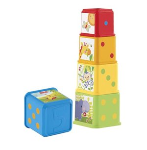 Fisher-Price CDC52 - Bunte Stapelwürfel Baby Spielzeug zum Sortieren und Stapeln