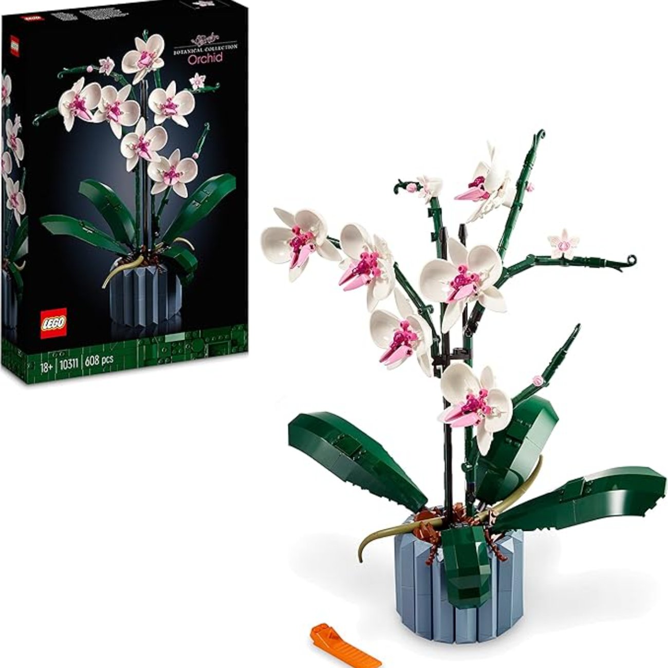 LEGO Icons Orchidee, Künstliche Blumen, Deko Wohnzimmer, Kreativ Set, Frauen und Männer, Hochzeit, A