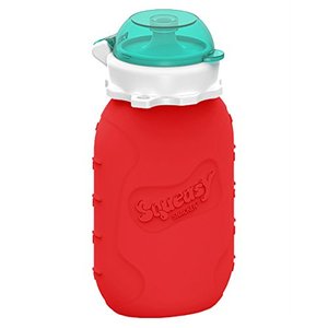 Squeasy Snacker, 180ml - Rot - Wiederverwendbares Quetschie aus Silikon, BPA-frei