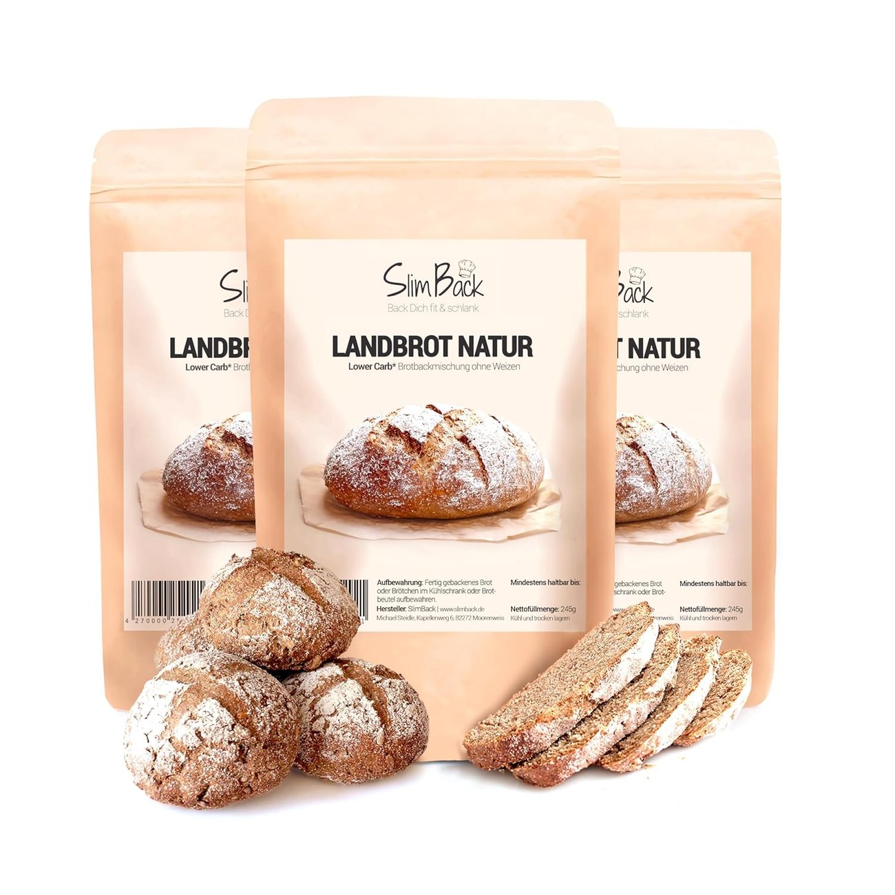 SlimBack LOWER-CARB-BROTBACKMISCHUNG - 3er Pack - Keto, vegan & glutenfrei