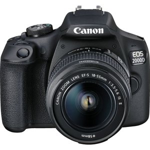 CANON EOS 2000D Kit Spiegelreflexkamera, 24,1 Megapixel, 18-55 mm Objektiv (EF-S, IS II), WLAN, Schw