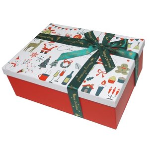 Weiße Weihnachts-Geschenkboxen mit Deckel, 270 x 210 x 105 mm, große leere Geschenkboxen für Geschen