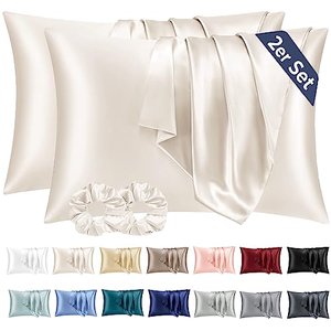 2er-Set Satin Kissenbezug (40x80) in Beige
