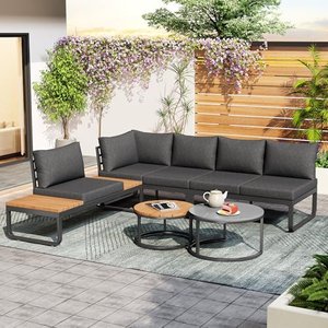 Gartenmöbel Set 5-Personen mit Kissen & Tischen