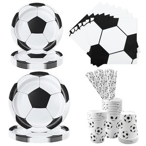 Aitsite 50 Stück Fußball Partygeschirr Set