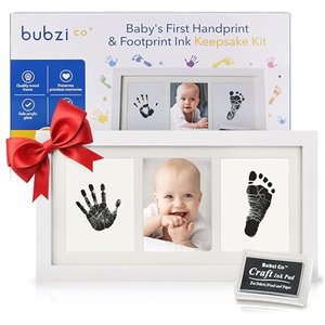 Baby Handabdruck Fußabdruck Set mit stilvollem Holzrahmen 