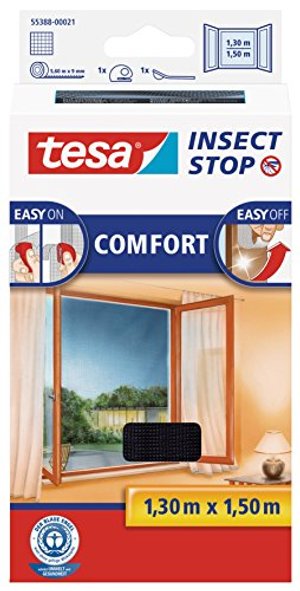 tesa Insect Stop Comfort-Fliegengitter für Fenster - Insektenschutz mit Klettband selbstklebend