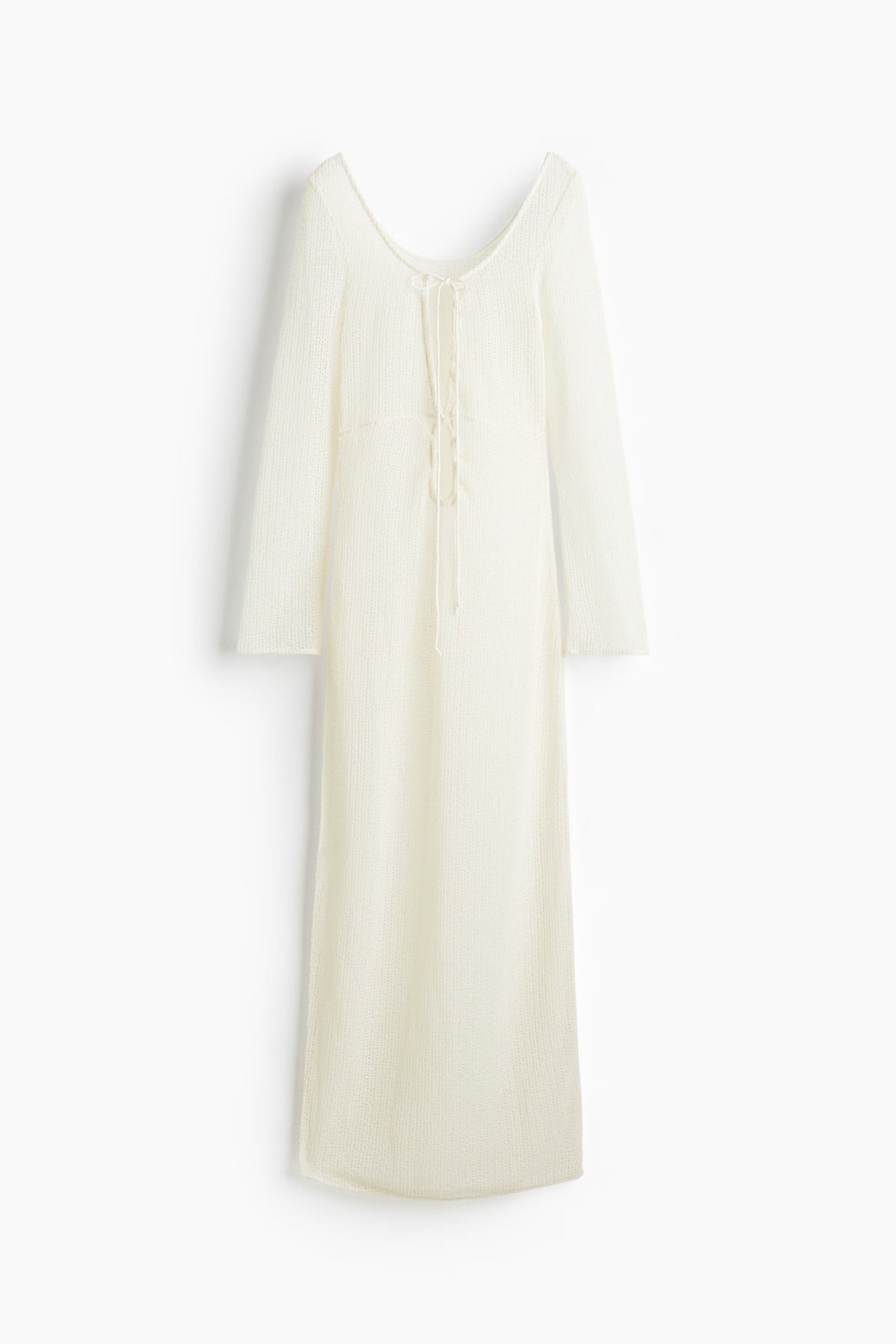 Strandkleid aus lockerem Strick - Weiß - Damen