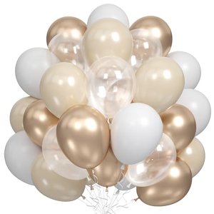 Luftballons Beige Weiß, 60 Stück