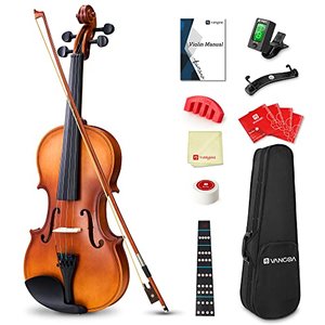 Vangoa 1/2 / Violin Geige / Einsteiger-Set Massivholz + Starter Kits (Akustik-Violine, halbe Grösse)