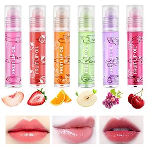 AOOWU Glitzer-Lipgloss Aufrollen, Farblos Roll on Lip Glow Oil Durchsichtig, 6 Stäbchen Fruity Moist