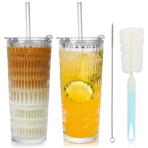 ZgoEC 520ml Eiskaffee-Gläser mit Deckel und Strohhalm