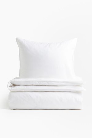 Bettwäsche aus Leinenmix für Einzelbett - Weiß