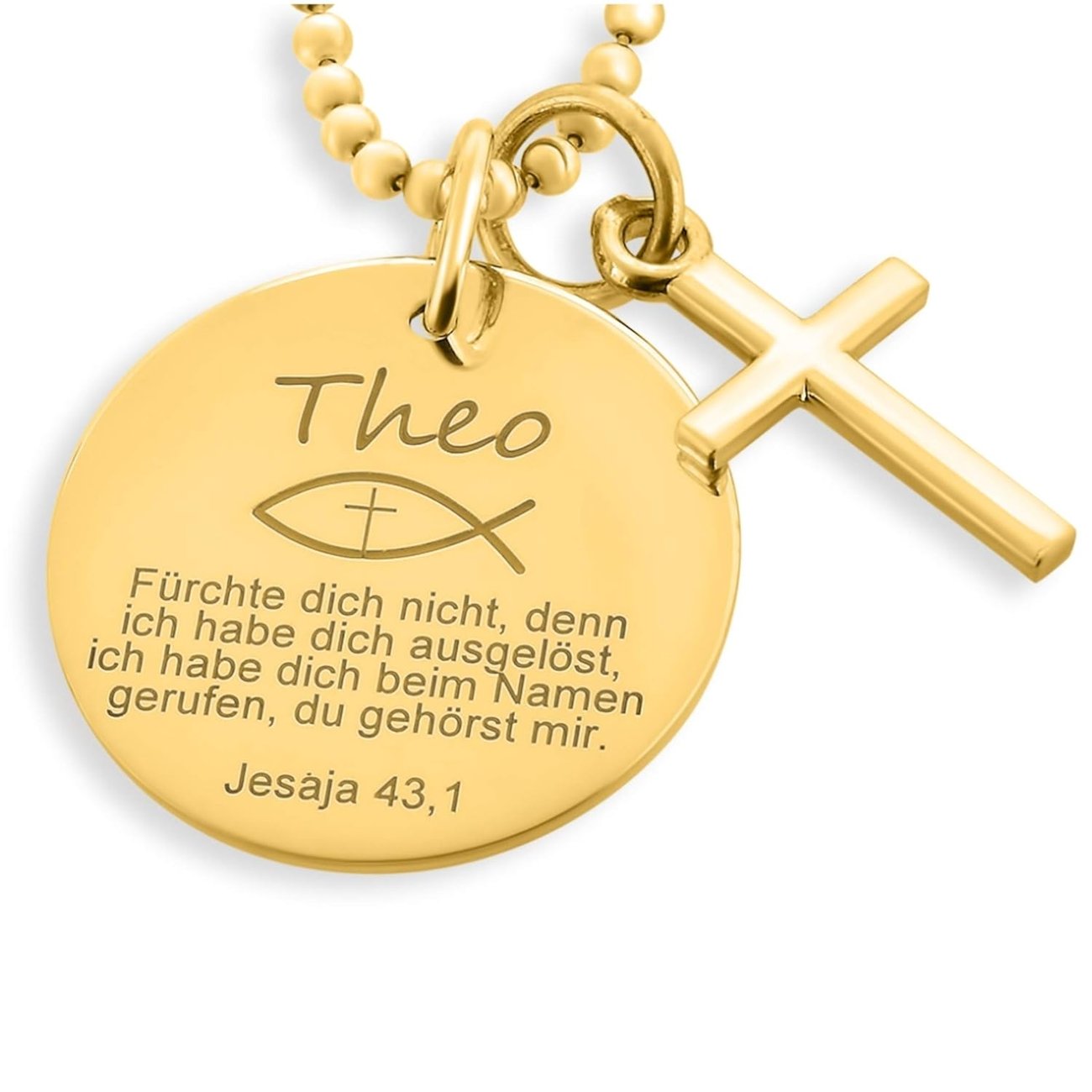 Taufkette mit Kreuz und Gravur