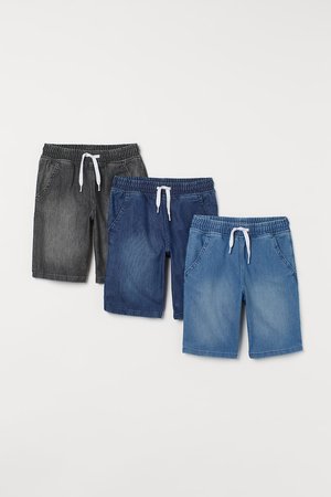 3er-Pack Pull-on-Jeansshorts - Grau