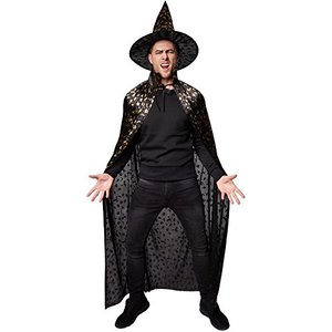 TecTake dressforfun Unisex Set Hut und Umhang Halloween | Bestehehend aus edlem Hut und Umhang | Zau