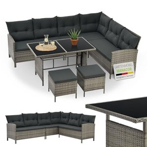 Juskys Polyrattan Lounge Manacor mit Ecksofa