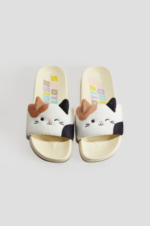 Badesandalen - Weiß mit Katzen