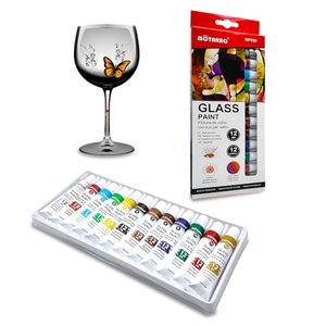 Set mit 12 permanenten Acrylfarben für Glas und Porzellan