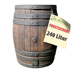 REGENTONNE EICHENFASS SET 240l Liter, das REGENFASS mit fühlbarer Holzstruktur, in sehr schönem HOLZ