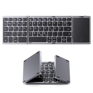 OMOTON Bluetooth-Faltbare-Tastatur, Kabellose Wiederaufladbare Klapptastatur mit Touchpad,