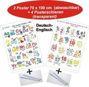 Das bunte Kinder-ABC + Meine tierischen Zahlen von 1-20 Deutsch/Englisch + Posterschienen