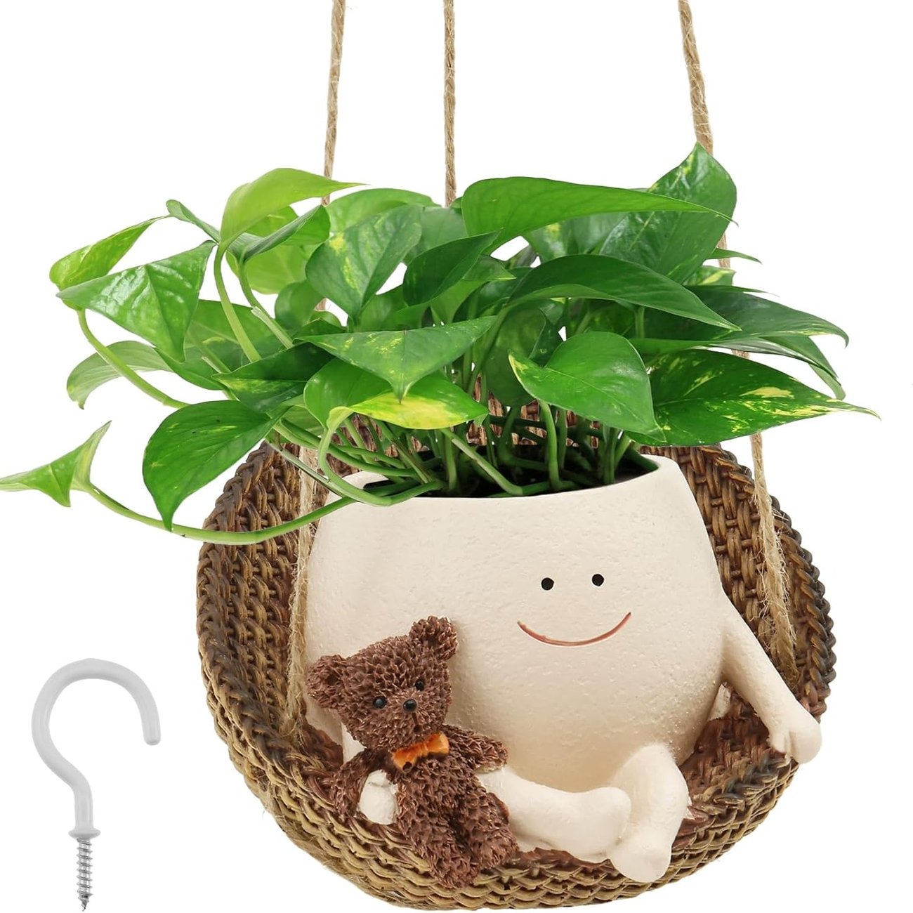 Hängender Blumentopf mit Gesicht