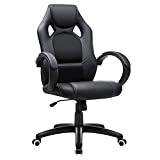 Racing Stuhl Bürostuhl Gaming Stuhl Chefsessel Drehstuhl PU, schwarz, OBG56B