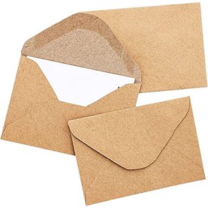 100 Mini-Kraftpapier-Briefumschläge mit spitzer Klappe