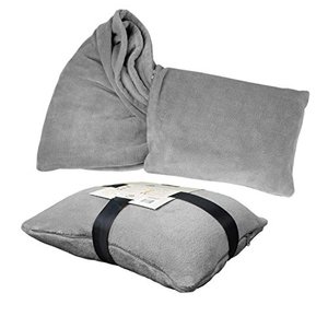 Delindo Lifestyle® 2in1 Kuscheldecke TRAVEL GRAU, 135x200 cm, flauschig weiches Reisekissen umwandel