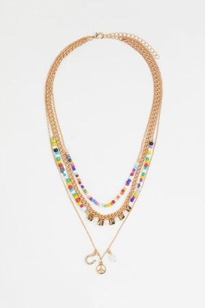 Vierreihige Halskette mit Perlen - Gold