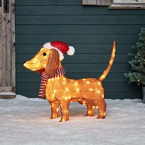 Lights4fun LED-Dackel-Weihnachtsfigur